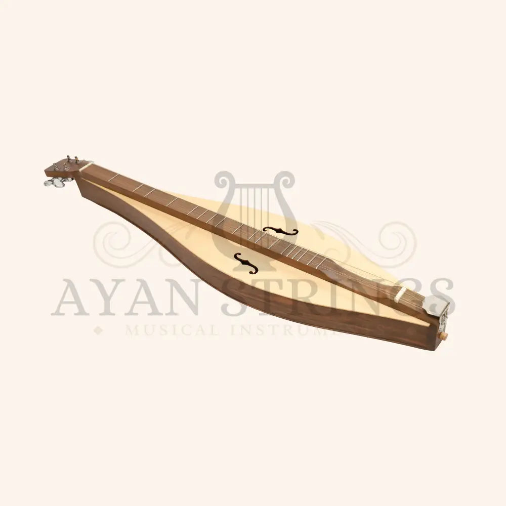 Mountain Dulcimer 4 String Teardrop Turn Scroll F-Hole Walnut - Stringed Instruments