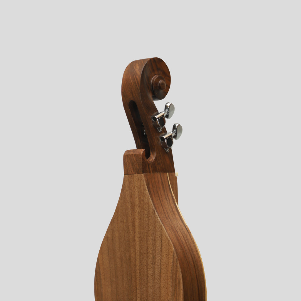 Mountain Dulcimer 4 String  Knotwork Scroll Walnut with Nickel Finish Hardware