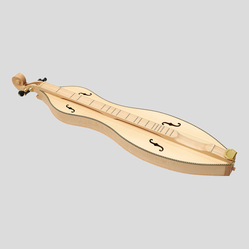 Muzikkon Mountain Dulcimer, 4 String Turn Scroll Maple With Purfling