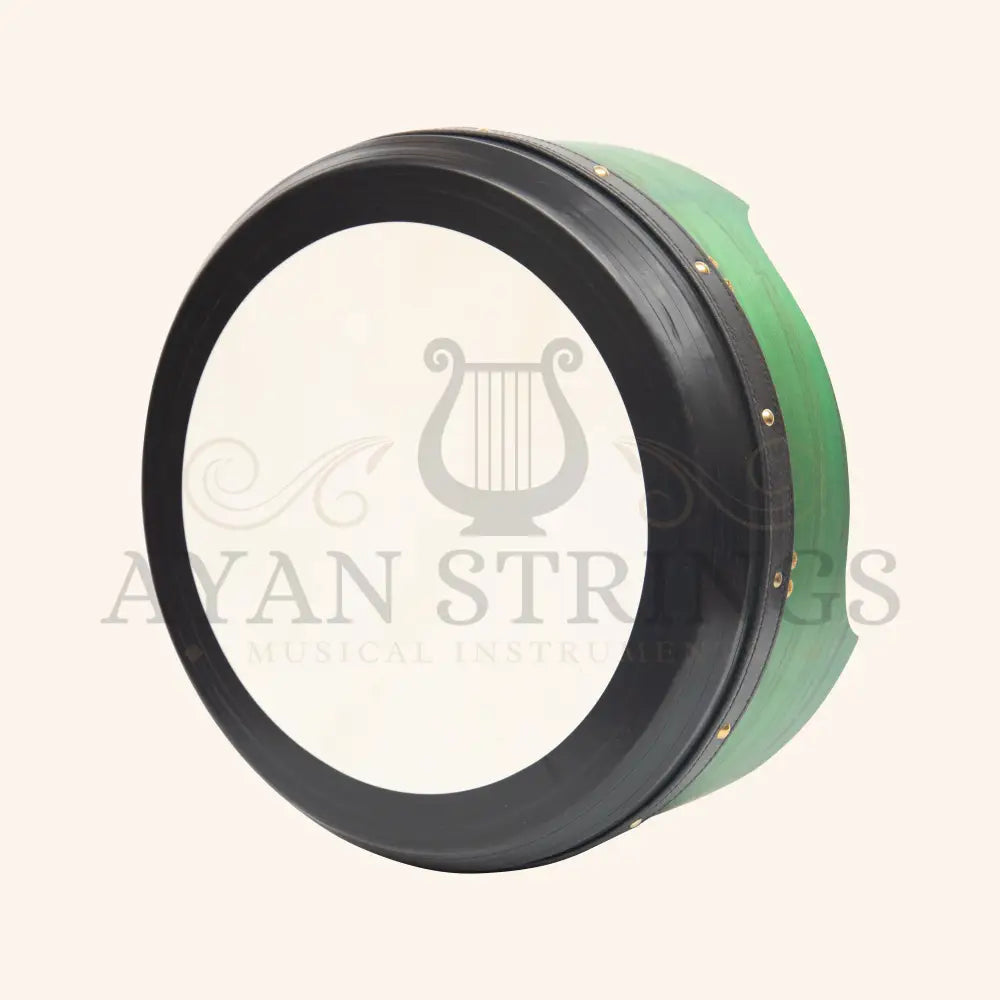 Muzikkon 14’’X6’’ Heartland Tunable Irish Bodhran Drum Deep Rim with T-BAR & Taped Finish Deep Tune - Green - Bodhrans