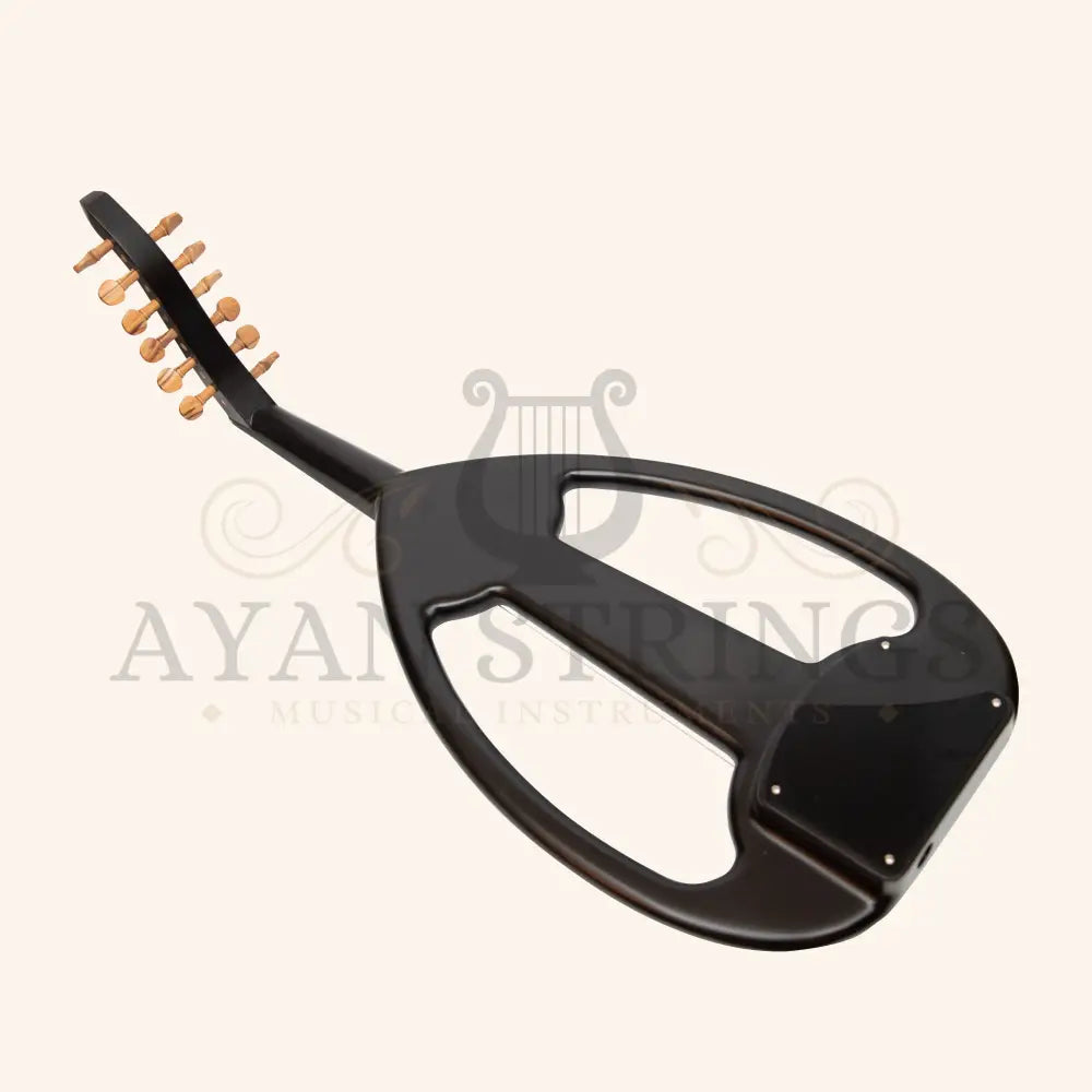 Muzikkon Electric Arabic Frame Oud With Pegs Lacewood Black - Stringed Instruments
