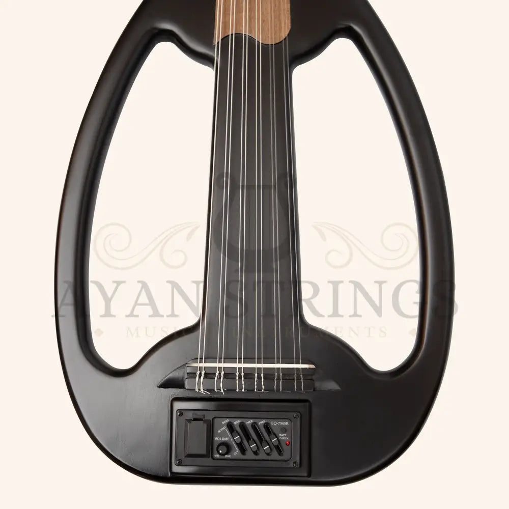 Muzikkon Electric Arabic Frame Oud With Pegs Lacewood Black - Stringed Instruments