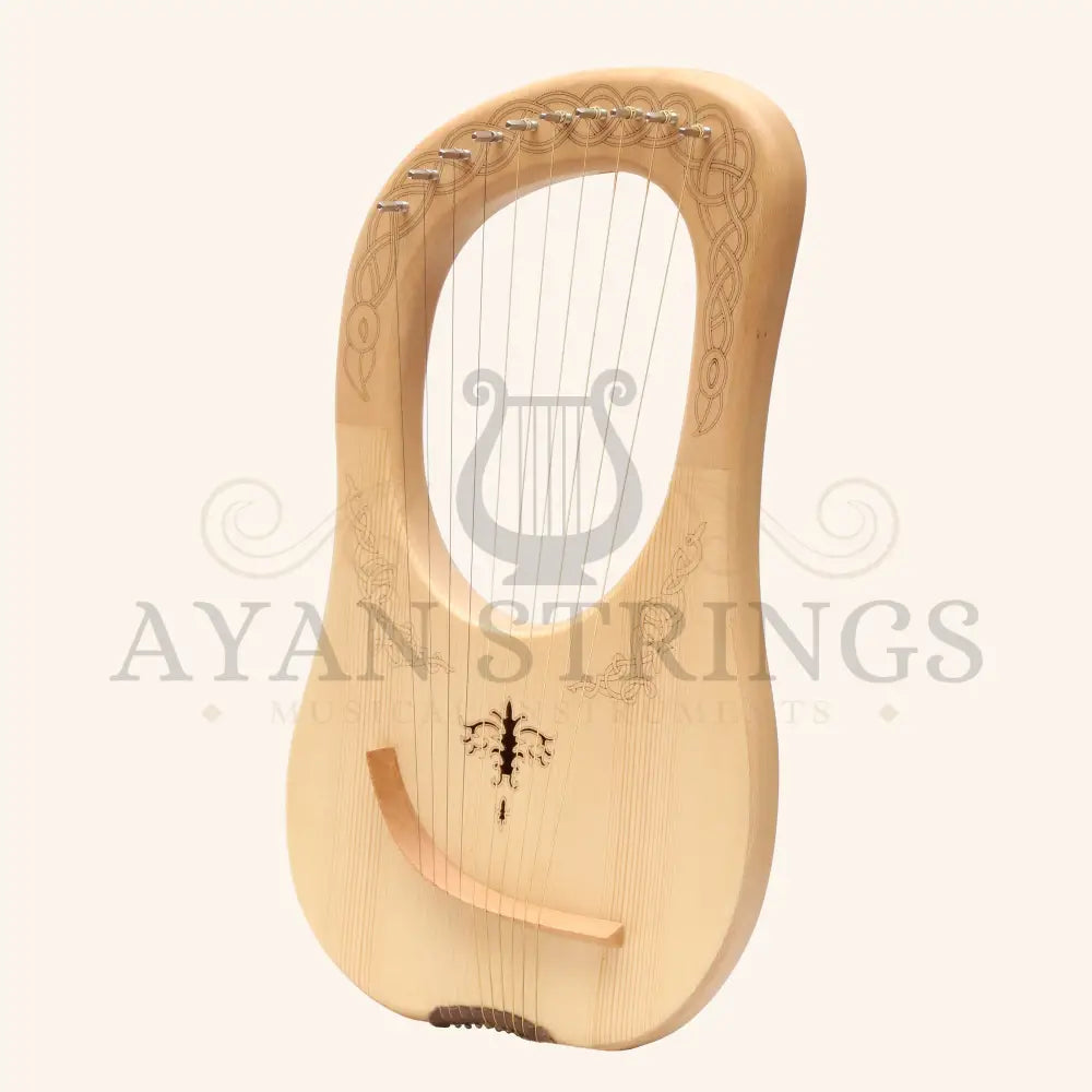 Muzikkon Lyre Harp 10 String Engraved - Lacewood - Stringed Instruments