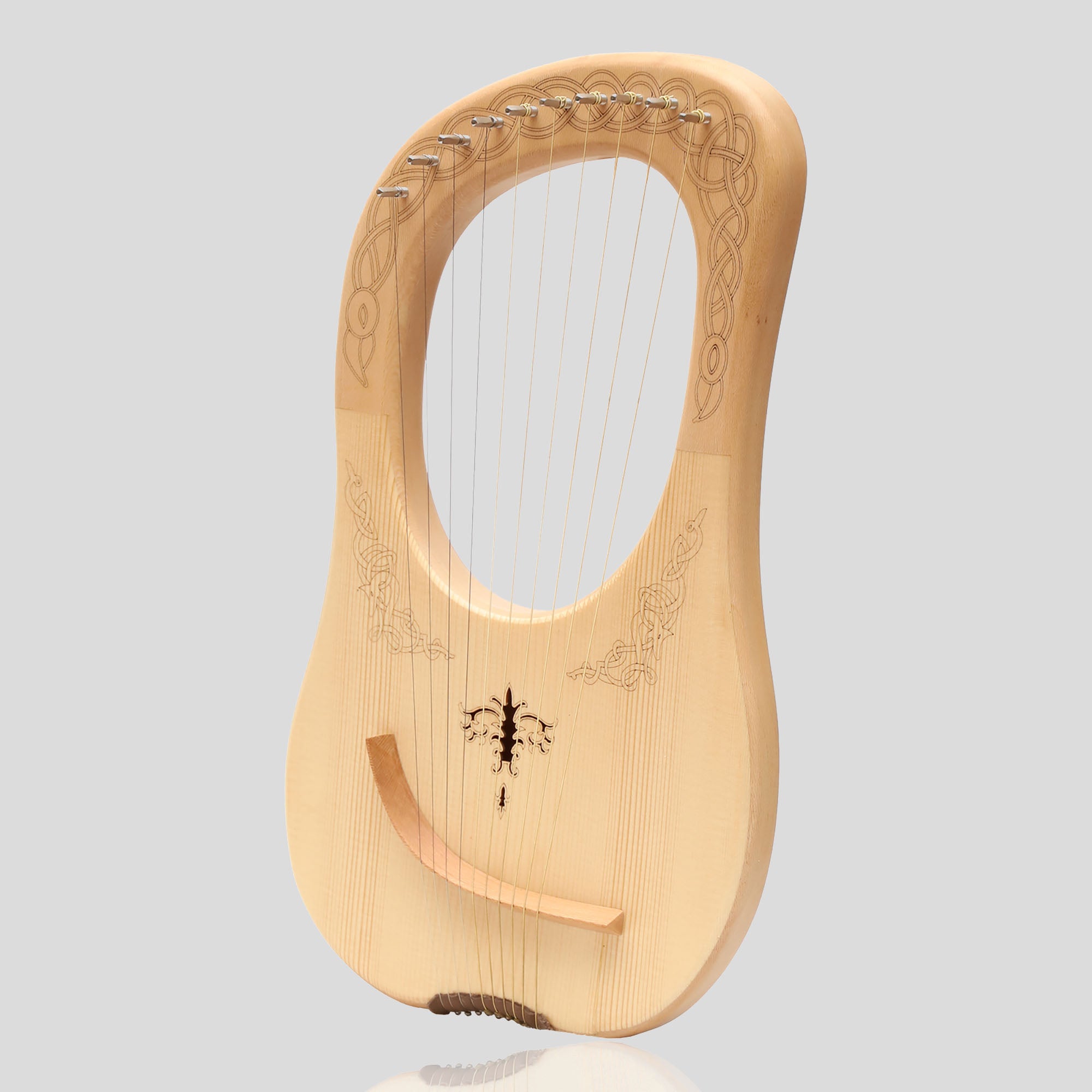 Muzikkon Lyre Harp, 10 String Engraved