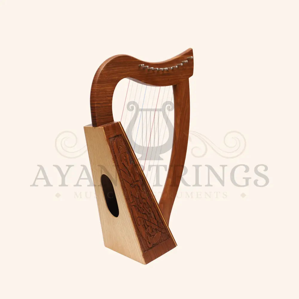 Muzikkon O’Carolan Harp 11 String Rosewood Celtic Dragon - Stringed Instruments