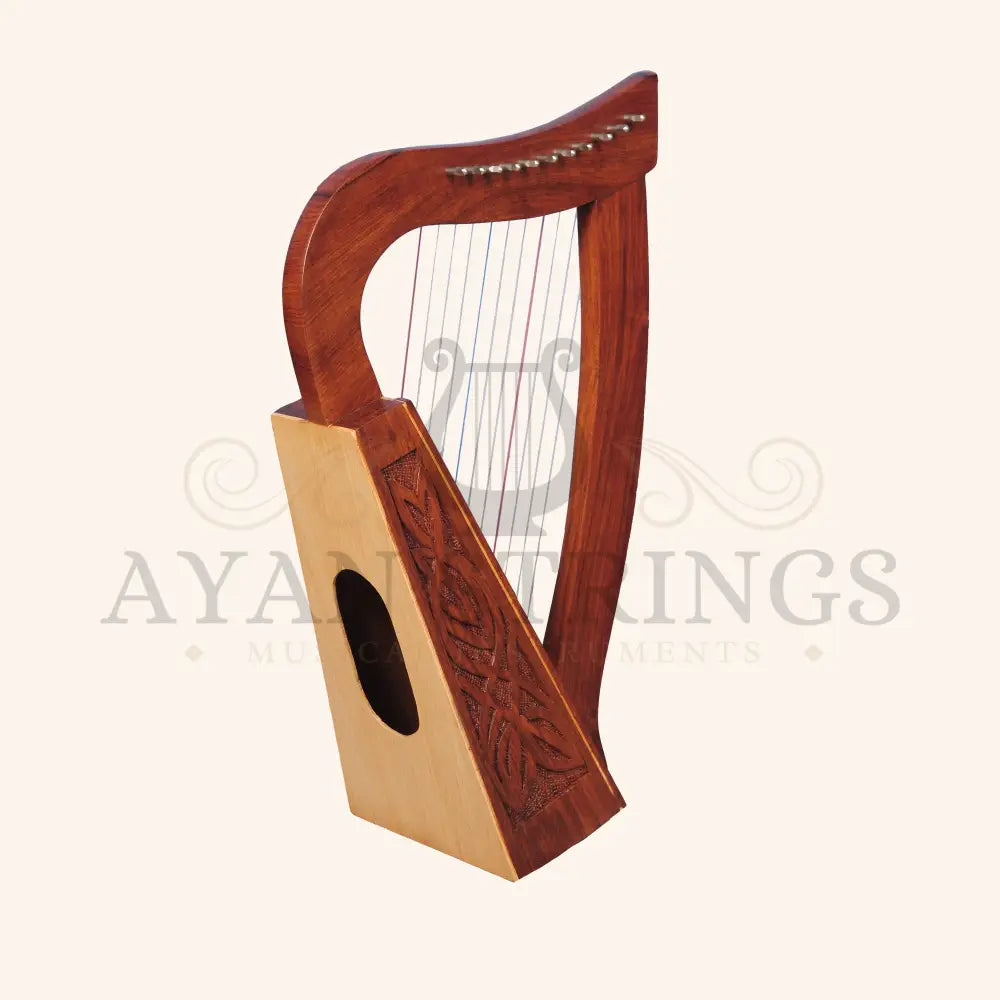 Muzikkon O’Carolan Harp 11 String Rosewood Knotwork - Stringed Instruments