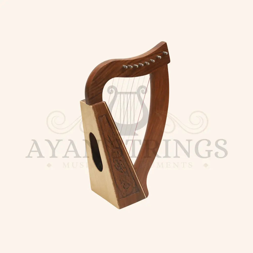 MUZIKKON O’CAROLAN HARP 8 STRING ROSEWOOD CELTIC DRAGON - Stringed Instruments