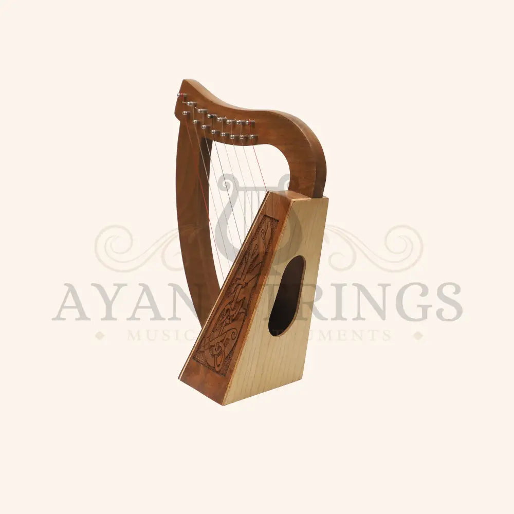 MUZIKKON O’CAROLAN HARP 8 STRING WALNUT CELTIC DRAGON - Stringed Instruments