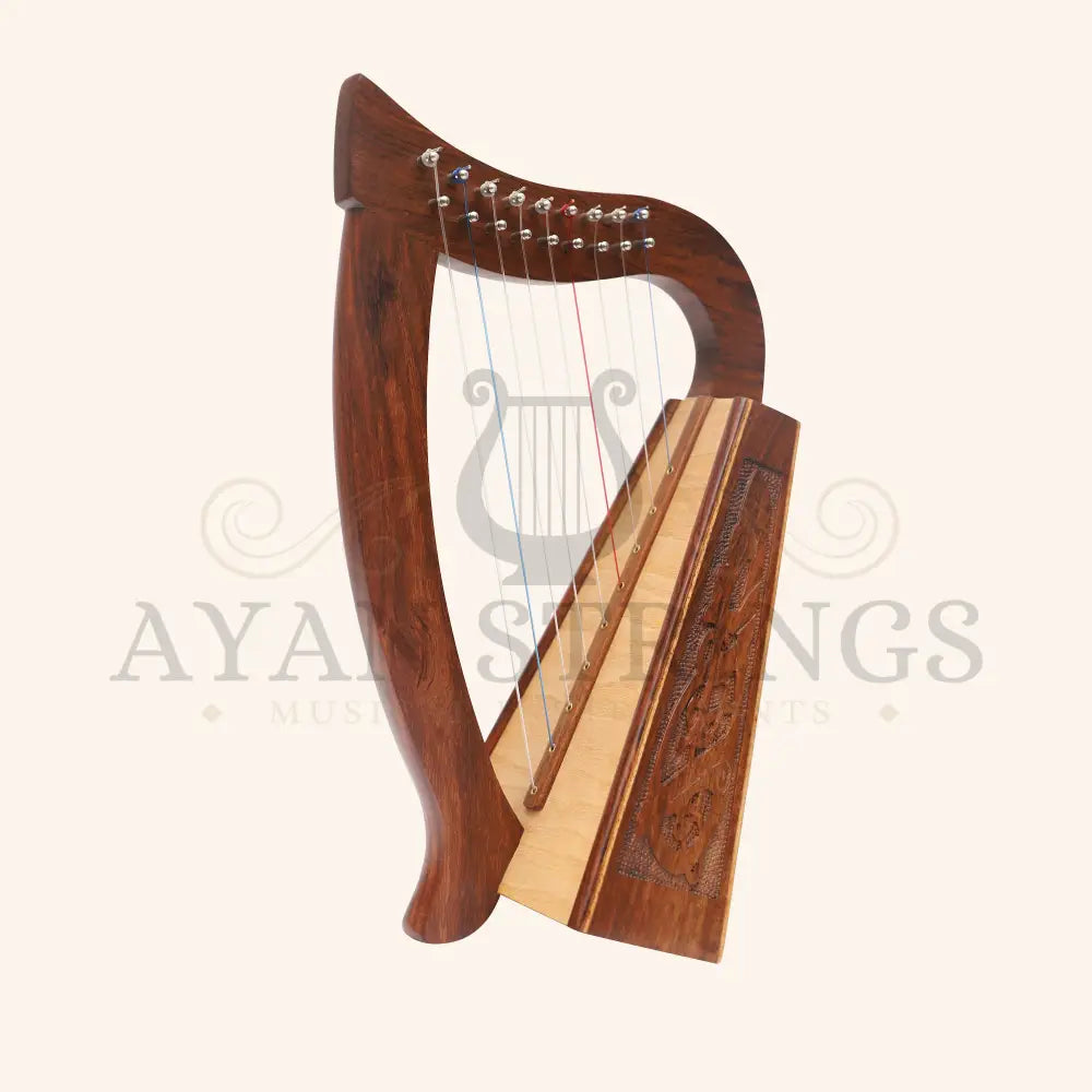 Muzikkon O’Carolan Harp 9 Strings Rosewood Celtic Dragon - Stringed Instruments