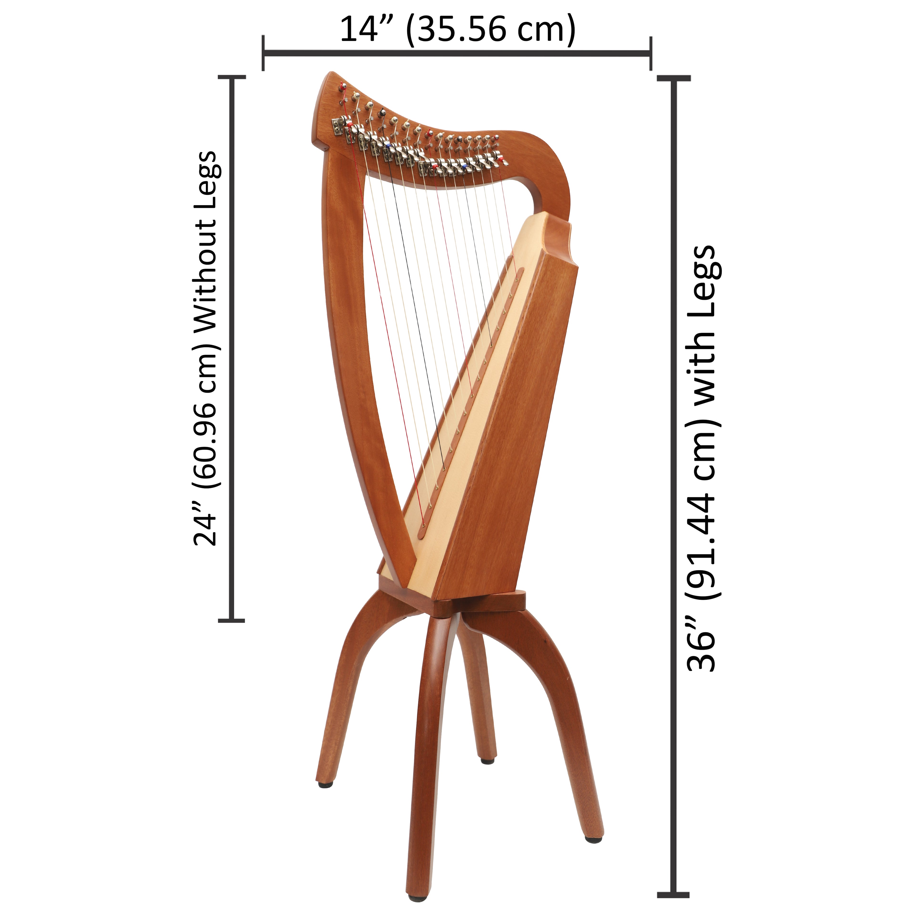 Muzikkon 15 String Trinity Cèilidh Harp Mahogany