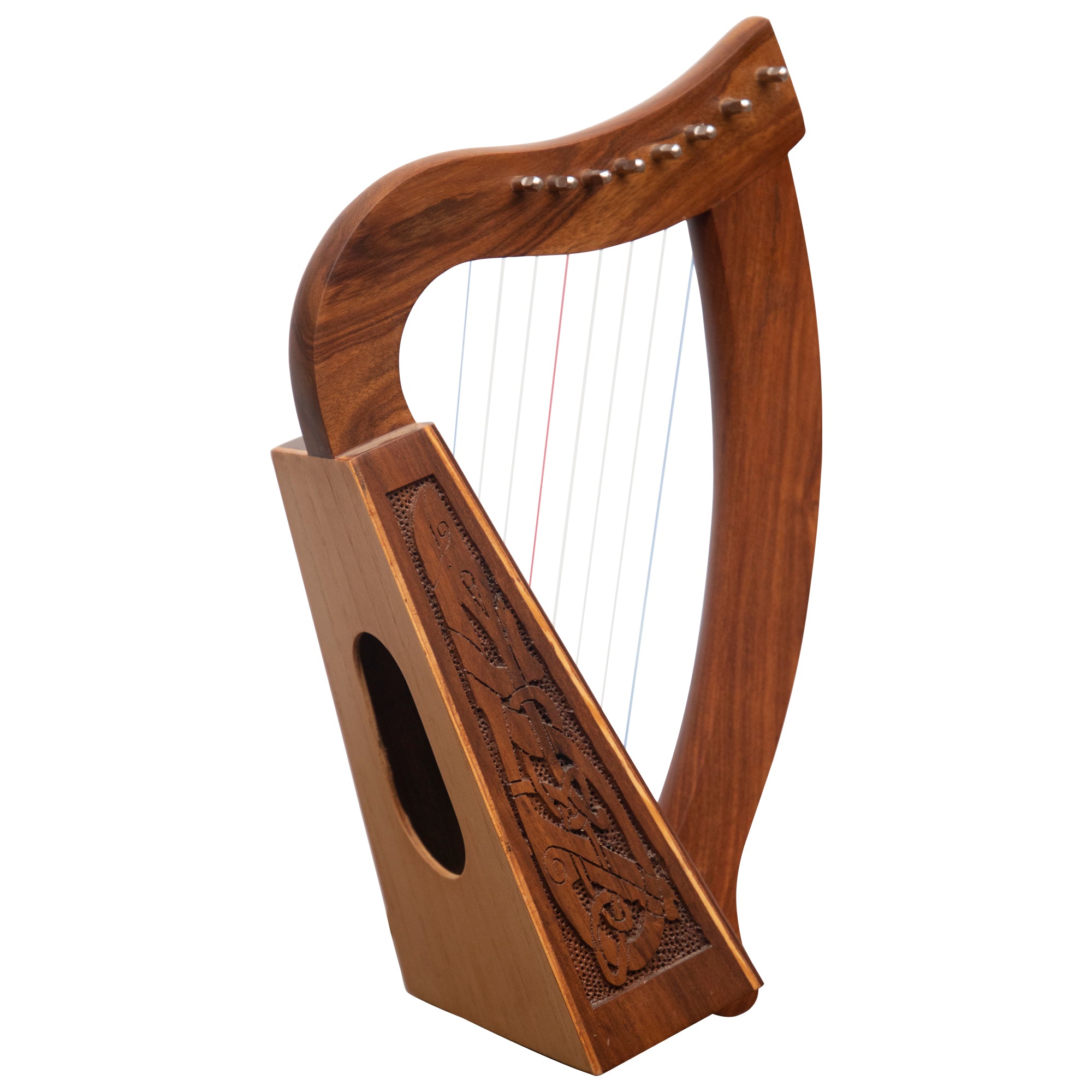 MUZIKKON O'CAROLAN HARP, 8 STRING ROSEWOOD CELTIC DRAGON