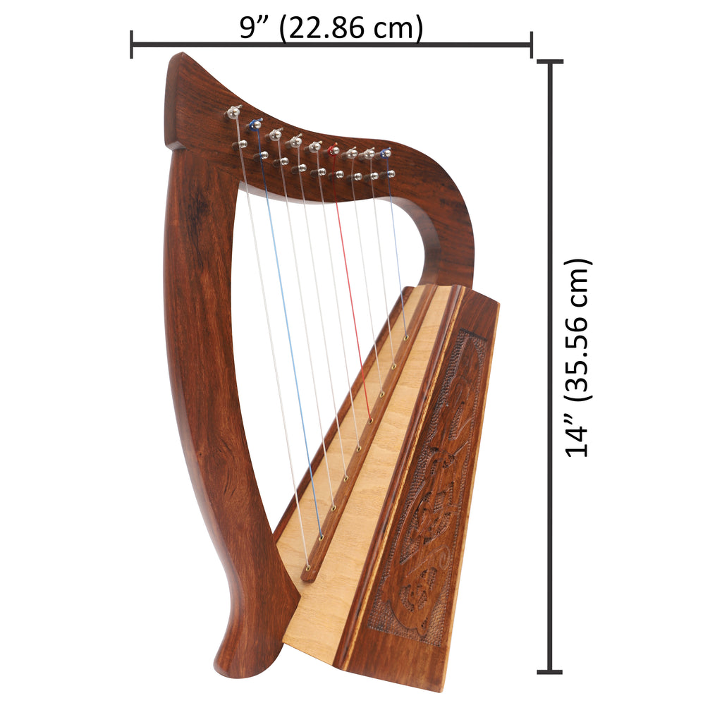 Muzikkon O'Carolan Harp, 9 Strings Rosewood Celtic Dragon