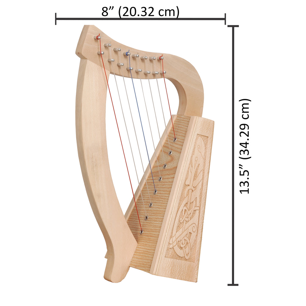 O'Carolan Harp, 8 String Lacewood Celtic Dragon