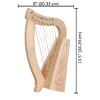O'Carolan Harp, 8 String Lacewood Celtic Dragon