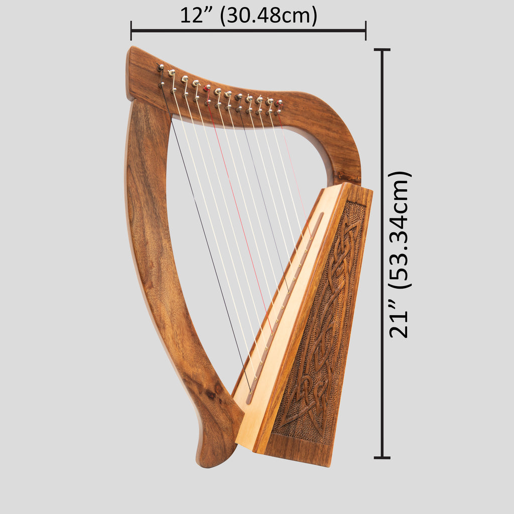 12 String O'Carolan Harp Knotwork, Mini Celtic Harp