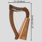 12 String O'Carolan Harp With Sharpening Levers