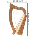 12 String O'Carolan Harp Celtic Dragon, Mini Celtic Harp