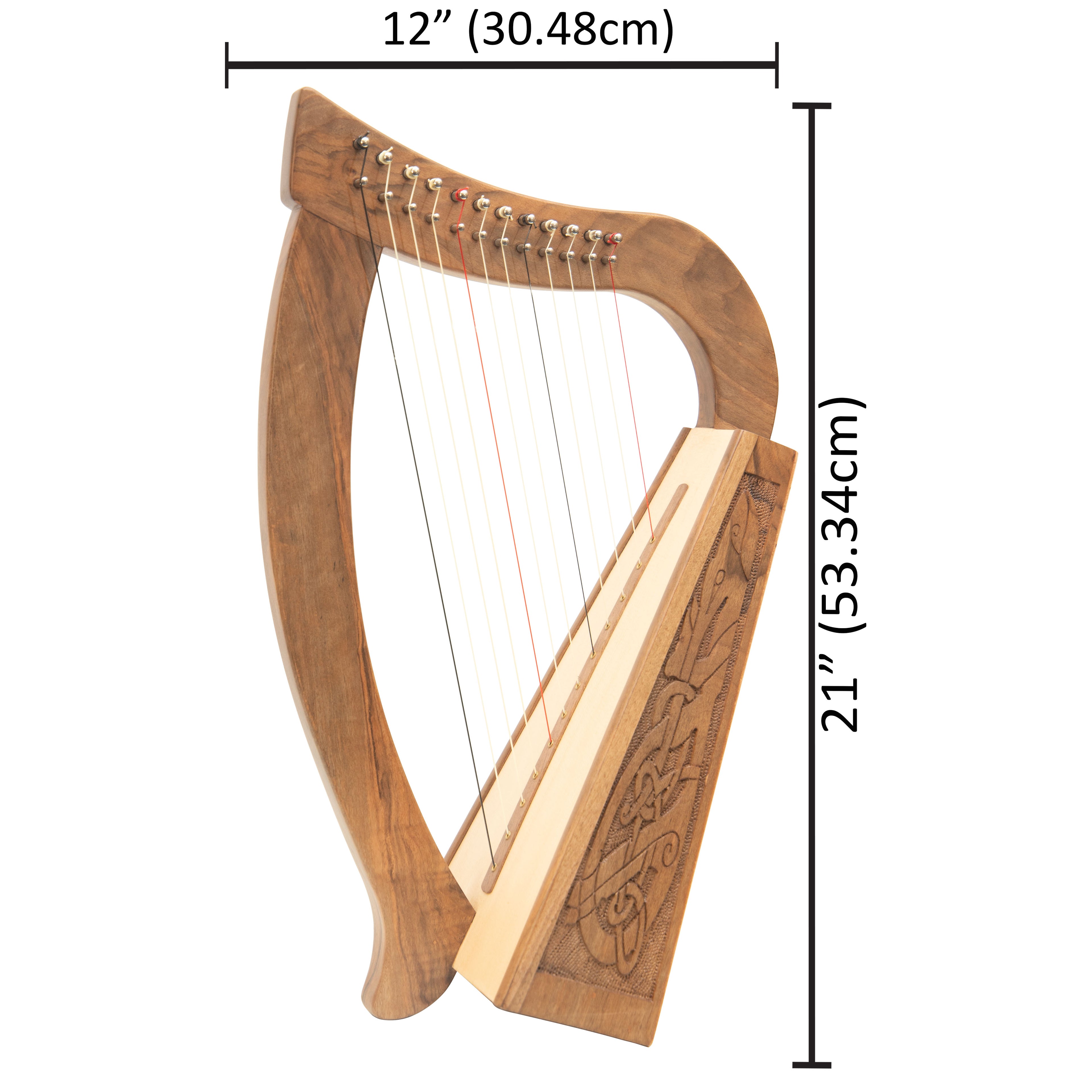 12 String O'Carolan Harp Celtic Dragon, Mini Celtic Harp
